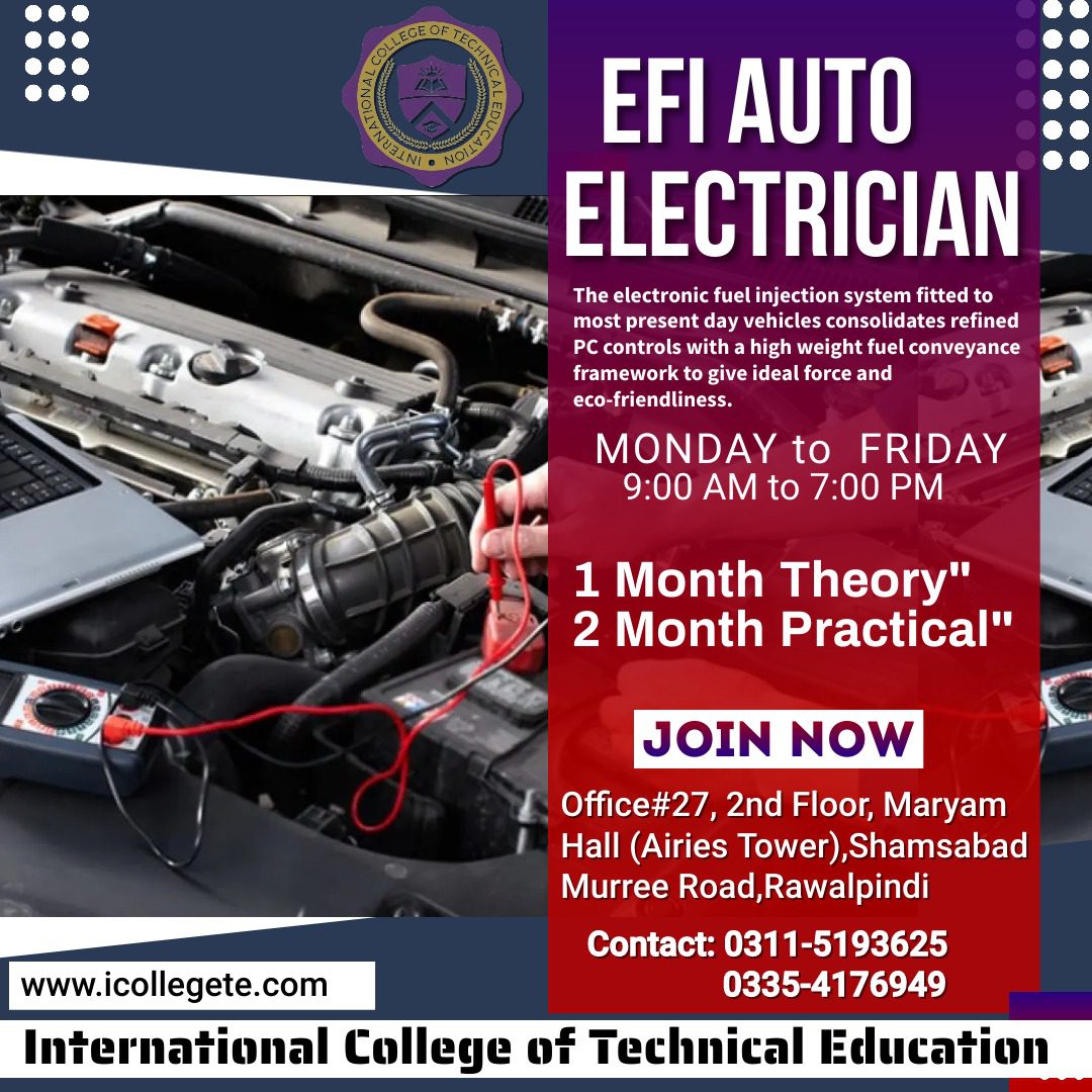 Advance  EFI Auto Electrician course in Islamabad G-10