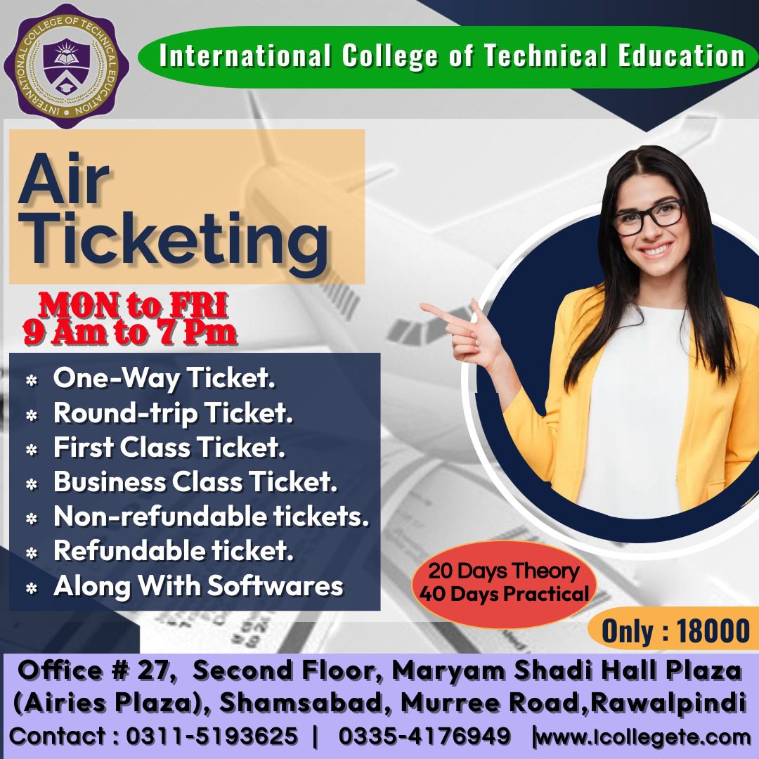 Best Air Ticketing (1 Month)  Course In Nowshera