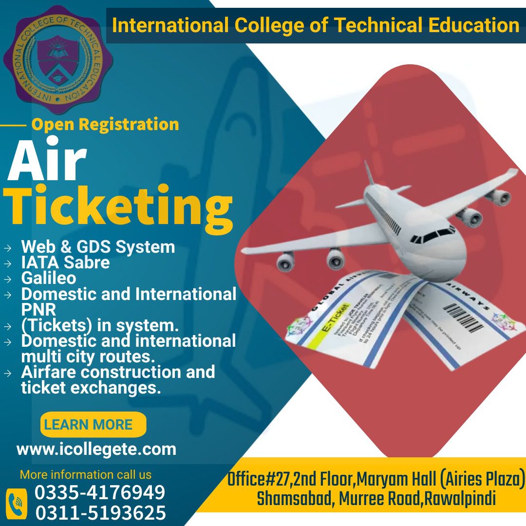 No 1 IATA Air Ticketing Course In Muzaffaebad AJK