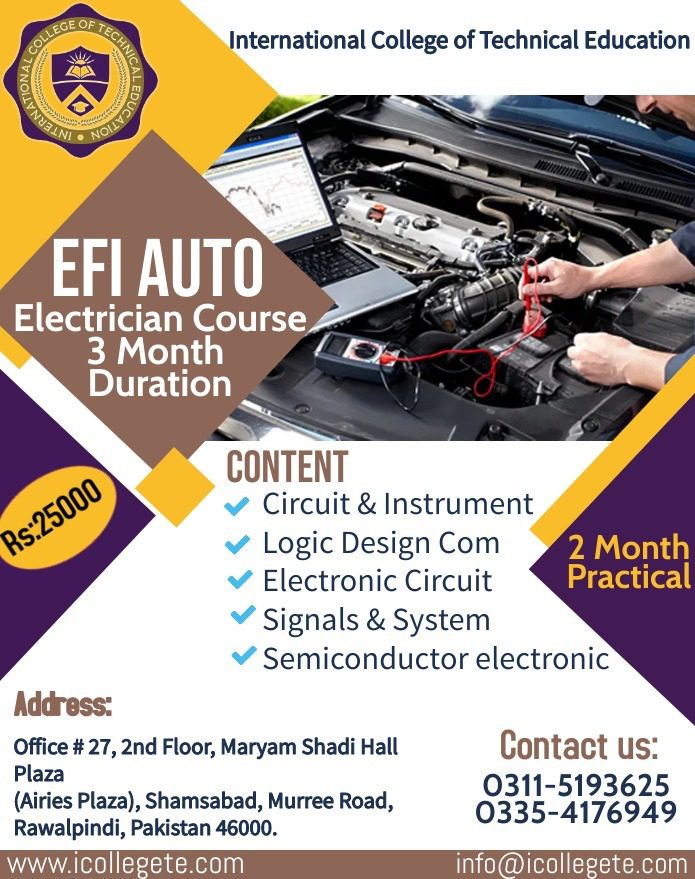 Advance EFI Auto Electrician 1 Year Diploma  Course In Gujrat